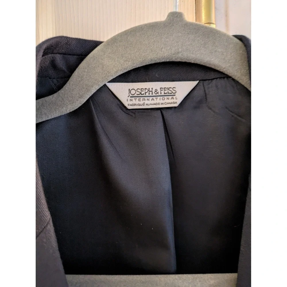 Joseph & Feiss Blazer 100% WOOL Sport Coat Navy Gold‎ Crest Canada Nautical 39R
